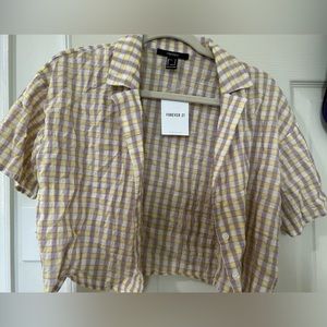 Purple and yellow plaid top